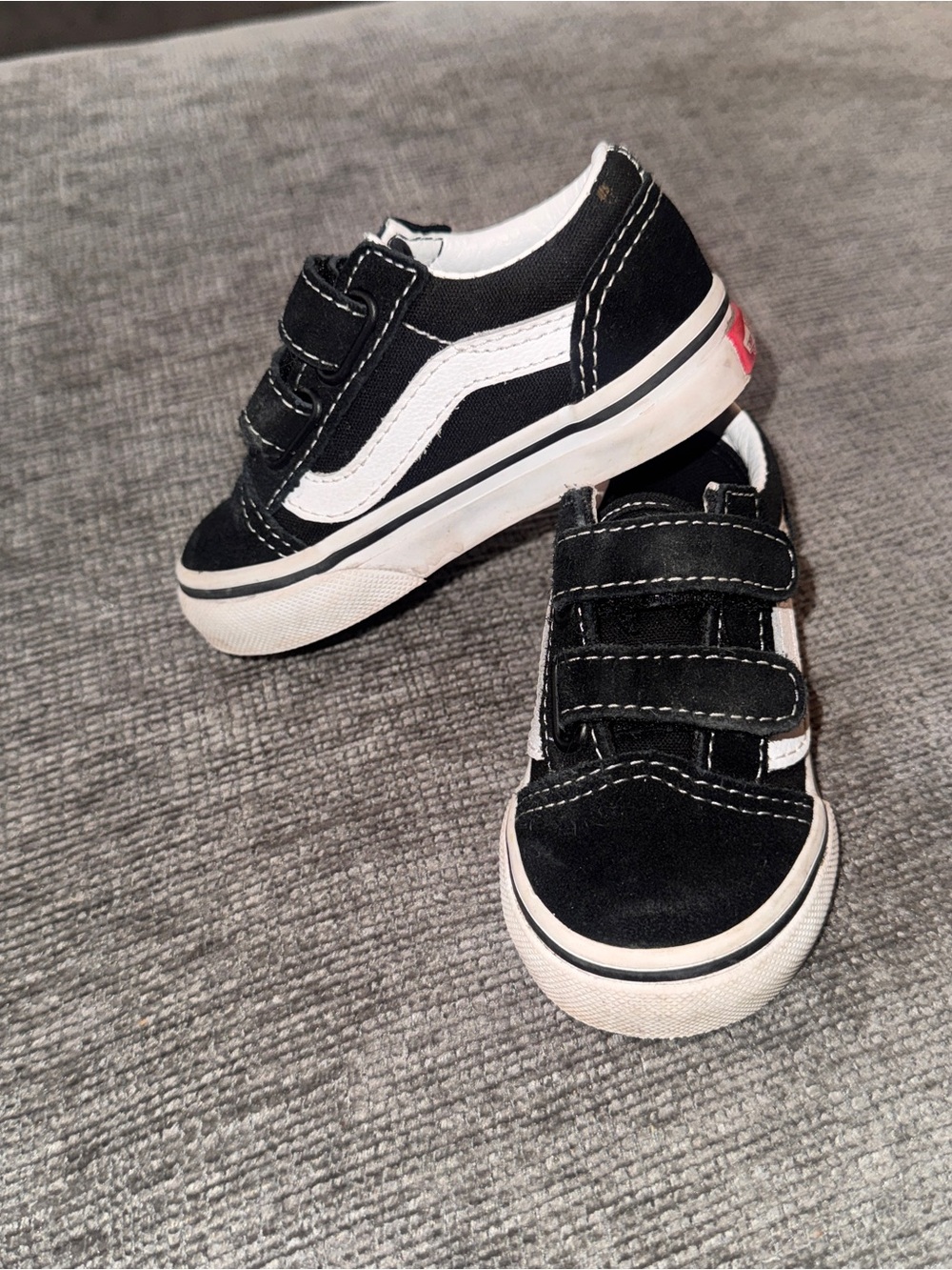 Vans Kids Black & White Velcro Skate Sneakers